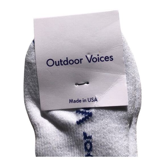 OUTDOOR VOICES NIP Unisex Full Cushion White Blue Graphic Crew Socks - Picture 9 of 15